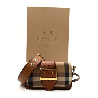 Burberry House Check Bridle Calfskin Small Madison Buckle Bag Tan 10 of 10