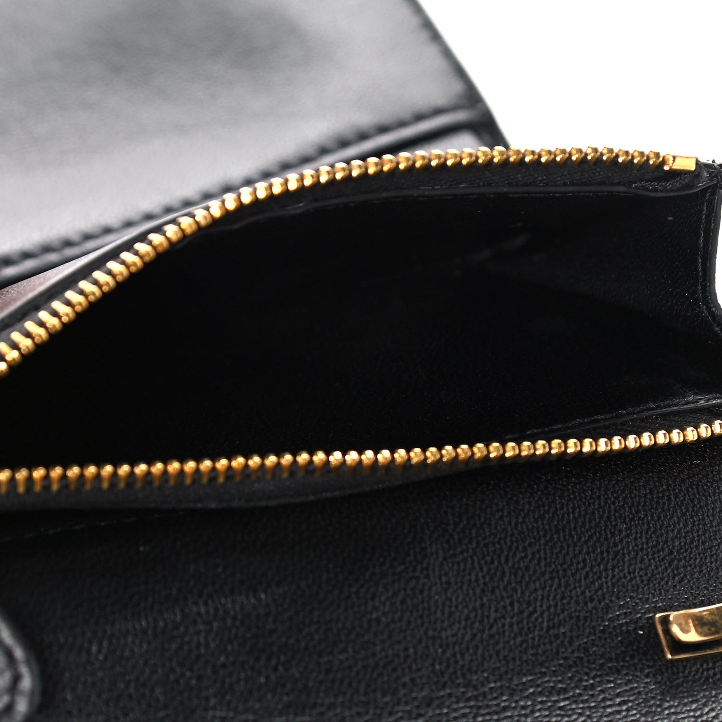 Grained Calfskin Ville Wallet on Chain Black