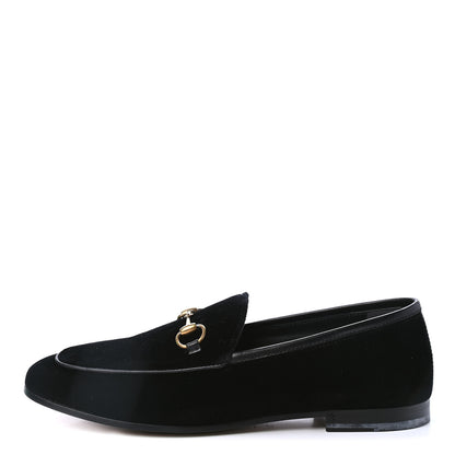 Gucci Velvet Horsebit Womens Jordaan Loafers 37 Black 1 of 4