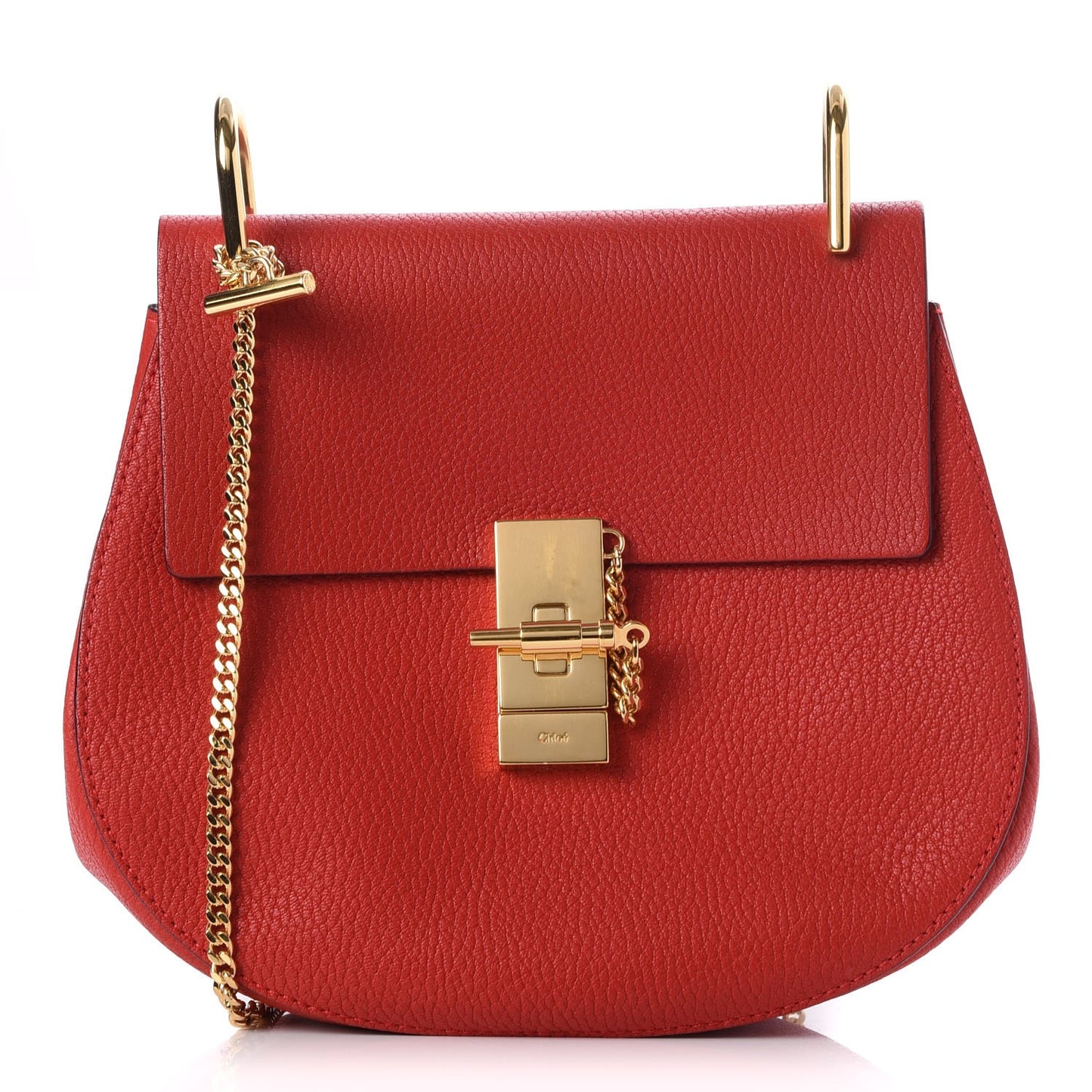 Grained Lambskin Medium Drew Shoulder Bag Plaid Red