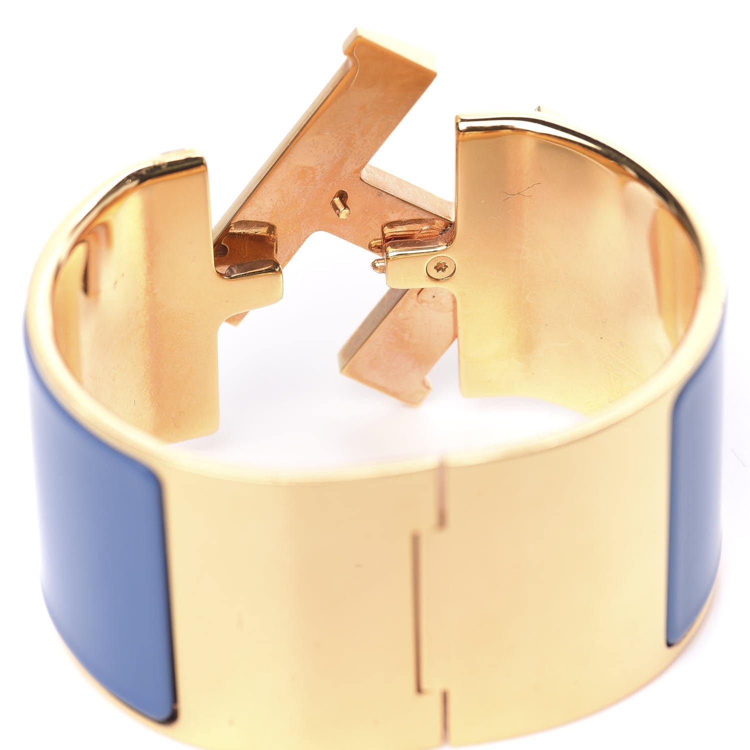 Hermes Enamel Extra Wide Clic Clac H Bracelet GM Bleu Turquin 4 of 5