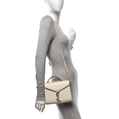 Saint Laurent Grain de Poudre Mini Classic Monogram Cassandra Top Handle Vintage White 2 of 10
