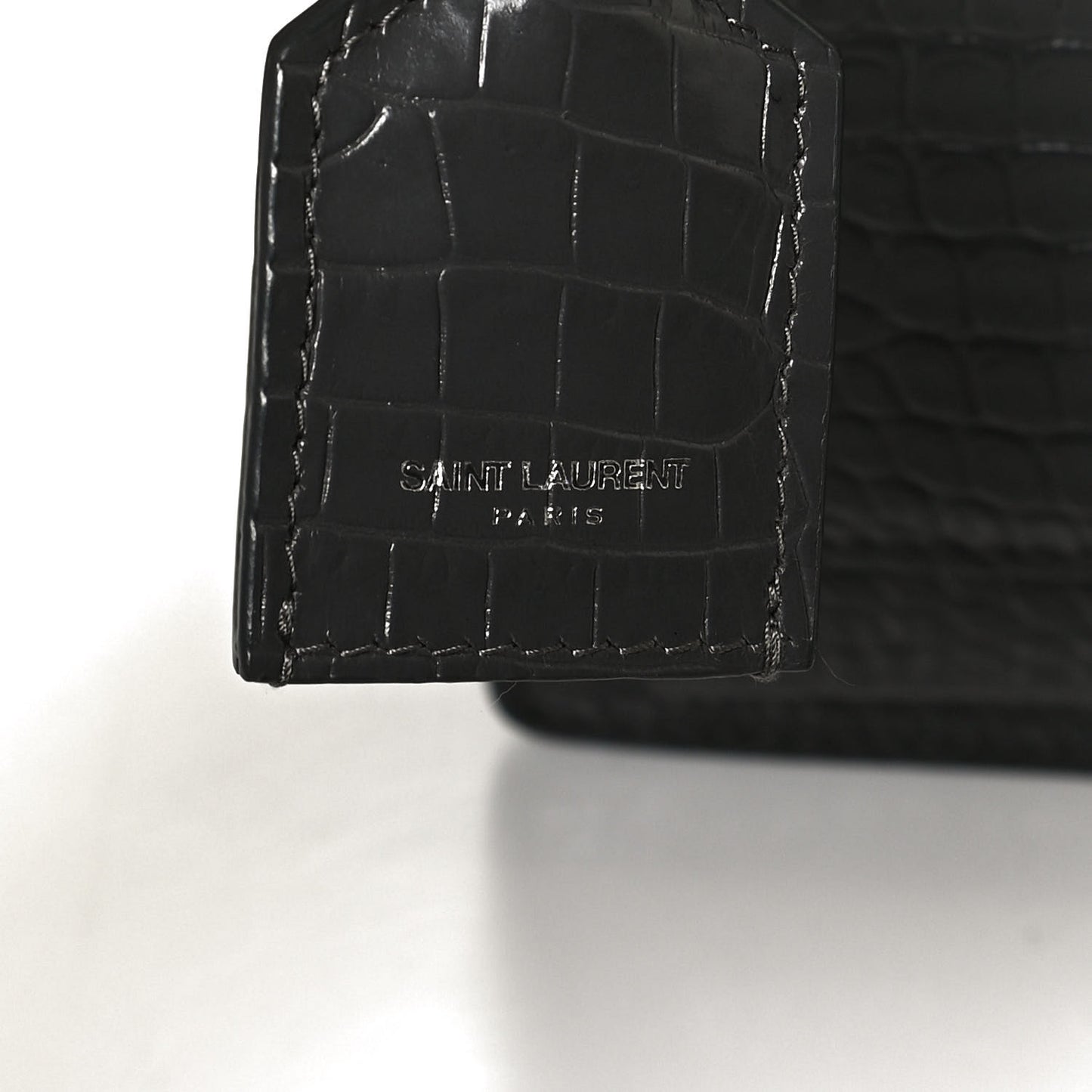 Calfskin Crocodile Embossed Medium Monogram Sunset Graphite