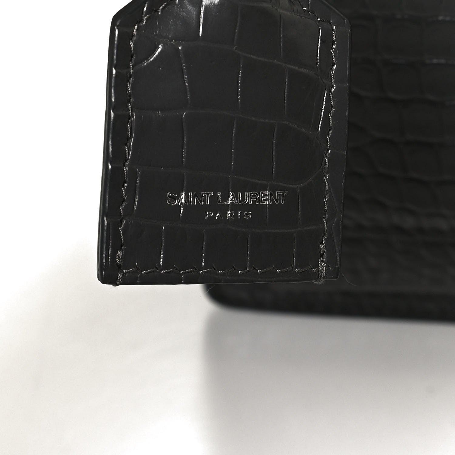 Saint Laurent Calfskin Crocodile Embossed Medium Monogram Sunset Graphite 9 of 12