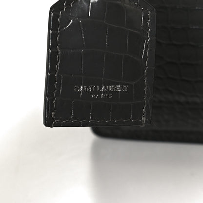 Saint Laurent Calfskin Crocodile Embossed Medium Monogram Sunset Graphite 9 of 12