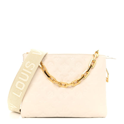 Louis Vuitton Lambskin Embossed Monogram Coussin PM Beige Cream 1 of 10