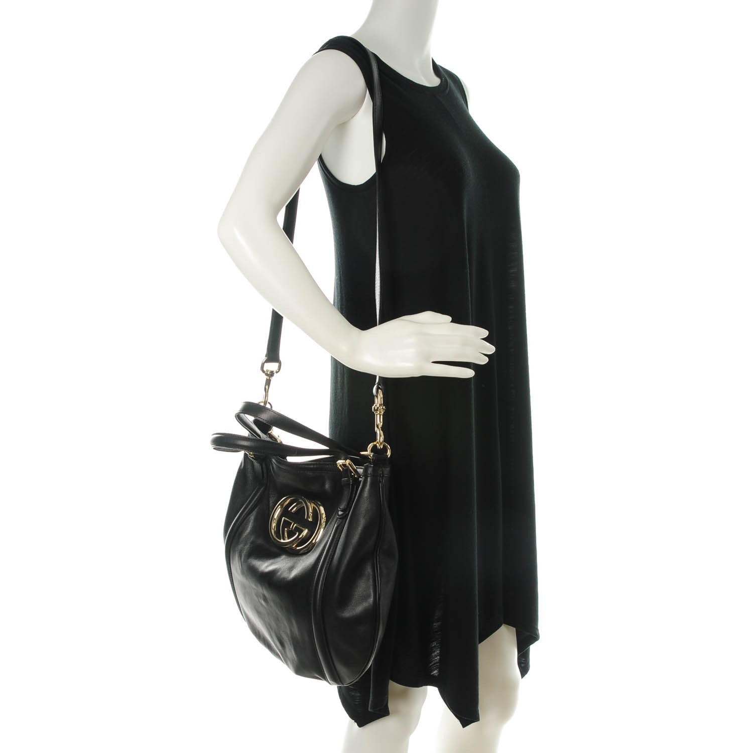 Gucci Calfskin Medium Britt Tote Black 2 of 7