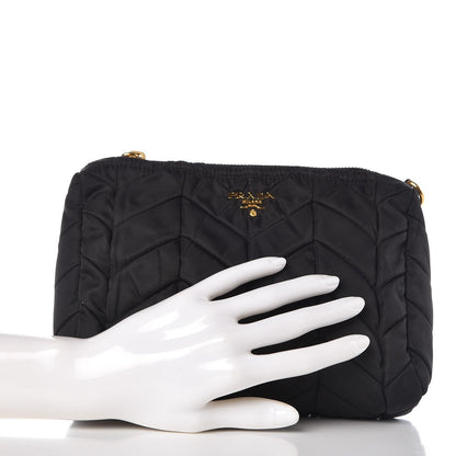 Prada Tessuto Nylon Chevron Quilted Wrislet Nero Black 2 of 8