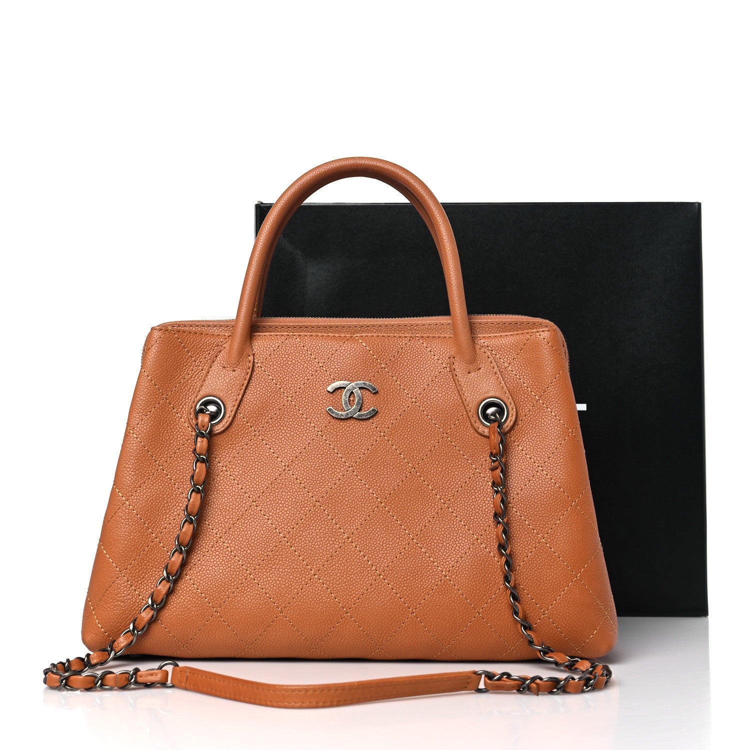 Chanel Grained Vegetal Calfskin Small Urban Shopping Tote Camel 12 of 12