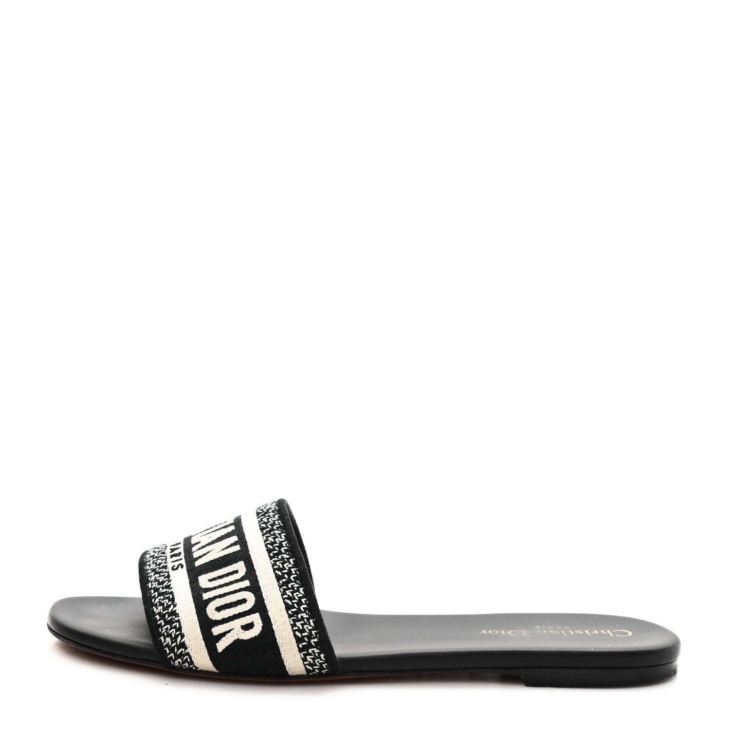 Christian Dior Canvas Embroidered Dway Mules Slide Sandals 40 Black 1 of 10