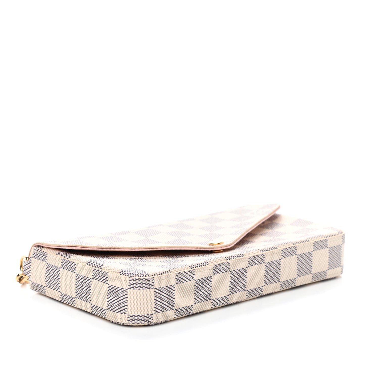 Damier Azur Pochette Felicie Chain Wallet Rose Ballerine