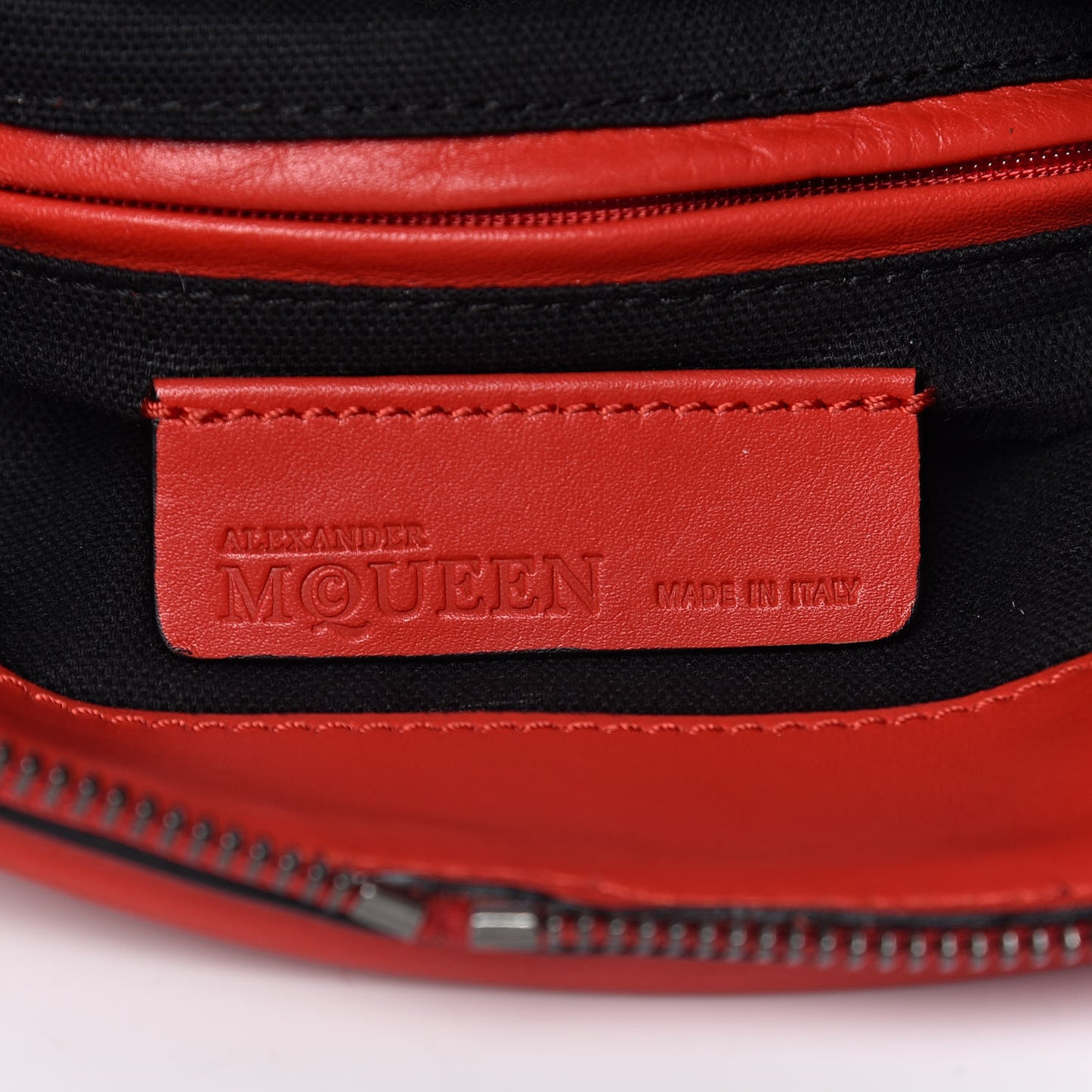 Calfskin Studded Padlock Skull Fold Over Clutch Red
