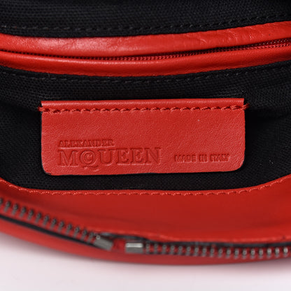 Alexander McQueen Calfskin Studded Padlock Skull Fold Over Clutch Red 9 of 10