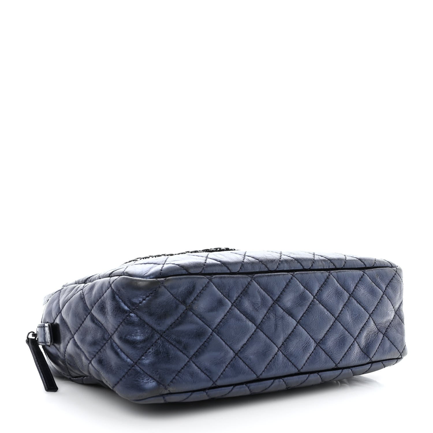 Chanel Metallic Aged Calfskin Quilted Medium Reissue Camera Case Bag Blue 4 of 10