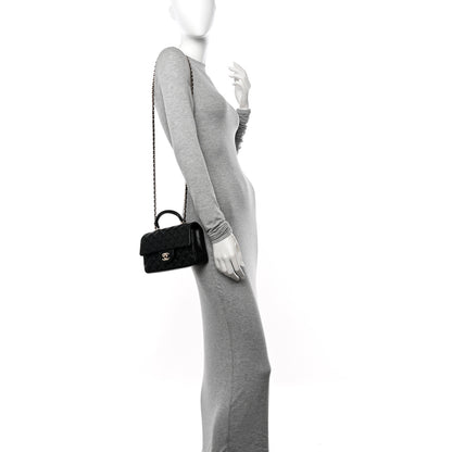 Chanel Lambskin Quilted Mini Top Handle Rectangular Flap Black 2 of 11