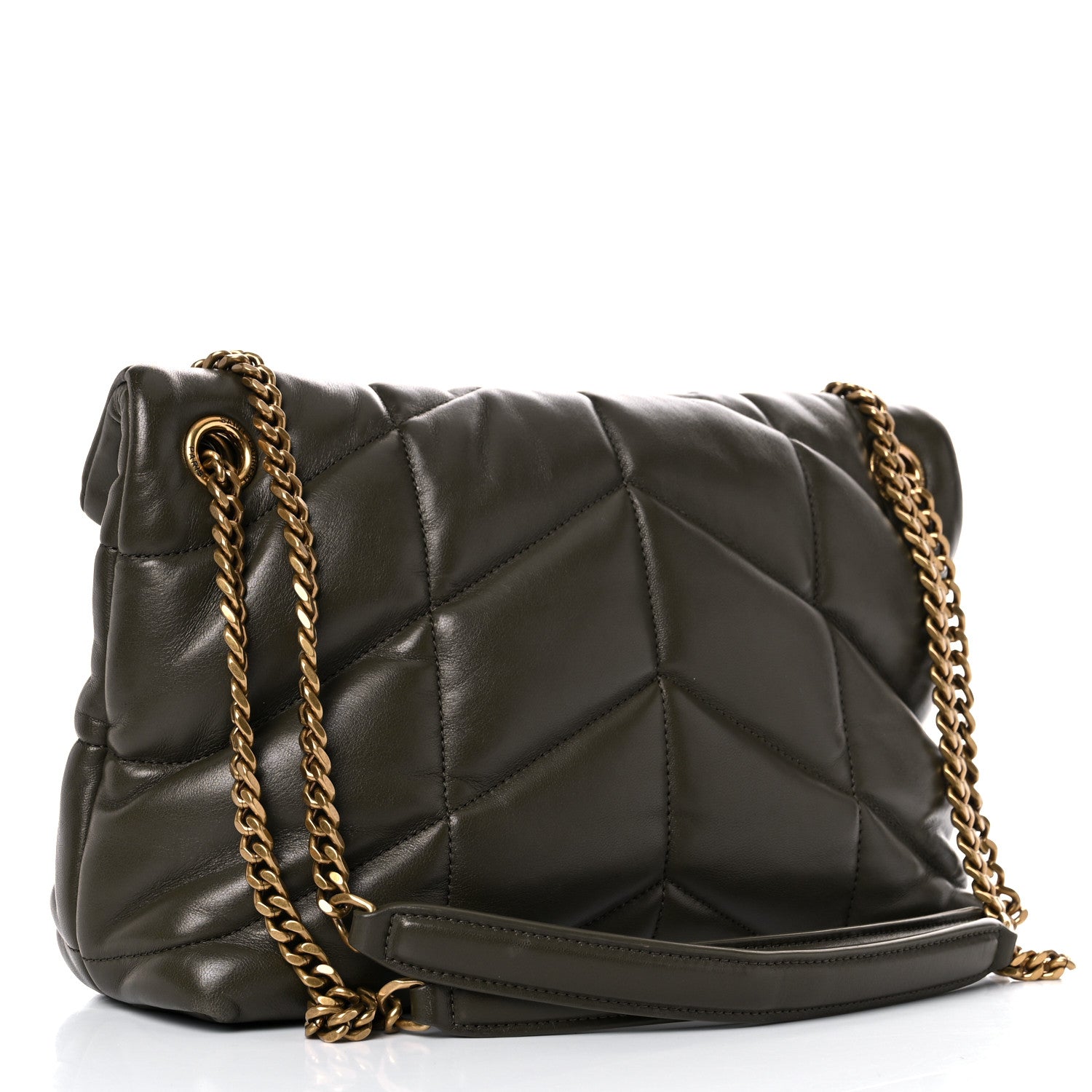 Saint Laurent Lambskin Quilted Small Loulou Puffer Monogram Chain Satchel Seaweed 3 of 14