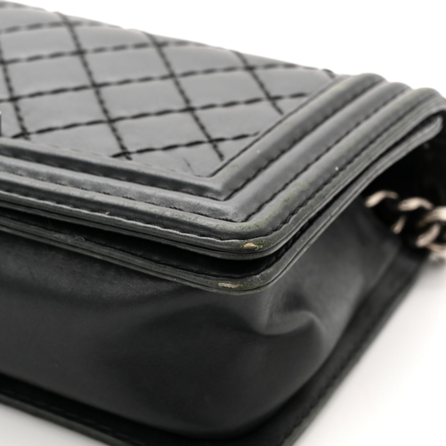Calfskin Quilted Double Stitch New Medium Boy Flap Black