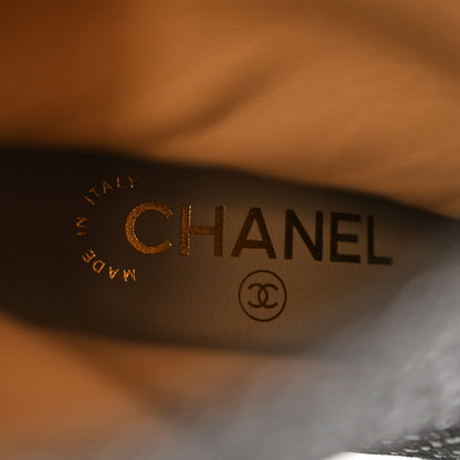 Chanel Fan Goatskin Grosgrain Gabrielle Cap Toe Short Boots 37 Black 7 of 9
