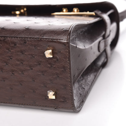 Delvaux Ostrich MM Tempete Satchel Brown 6 of 9
