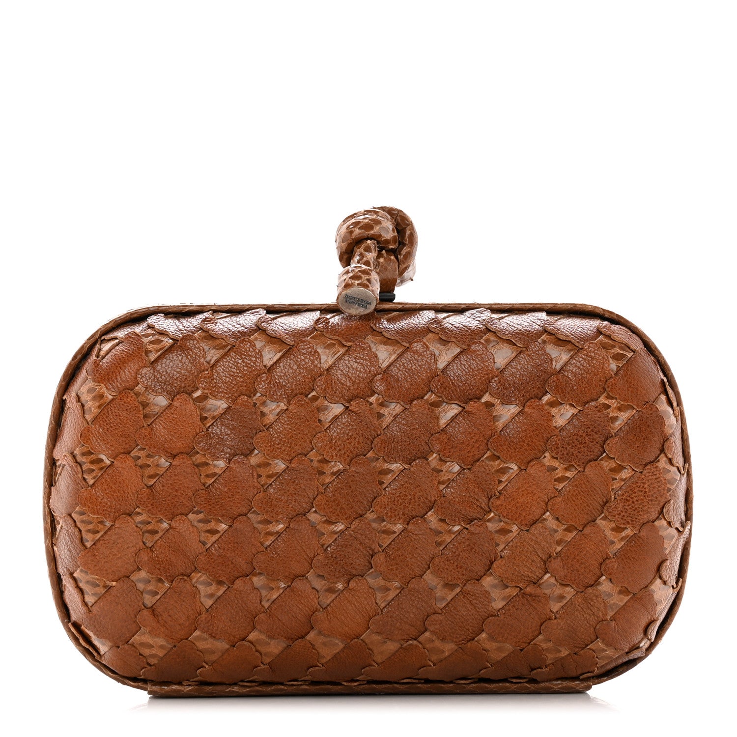 Bottega Veneta Ayers Grained Calfskin Intrecciato Knot Clutch Brown 1 of 12