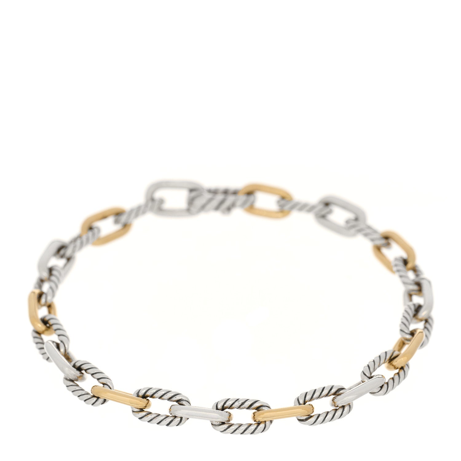 David Yurman Sterling Silver 18K Yellow Gold 5.5mm DY Madison Link Chain Bracelet 1 of 6