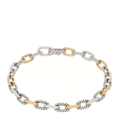 David Yurman Sterling Silver 18K Yellow Gold 5.5mm DY Madison Link Chain Bracelet 1 of 6