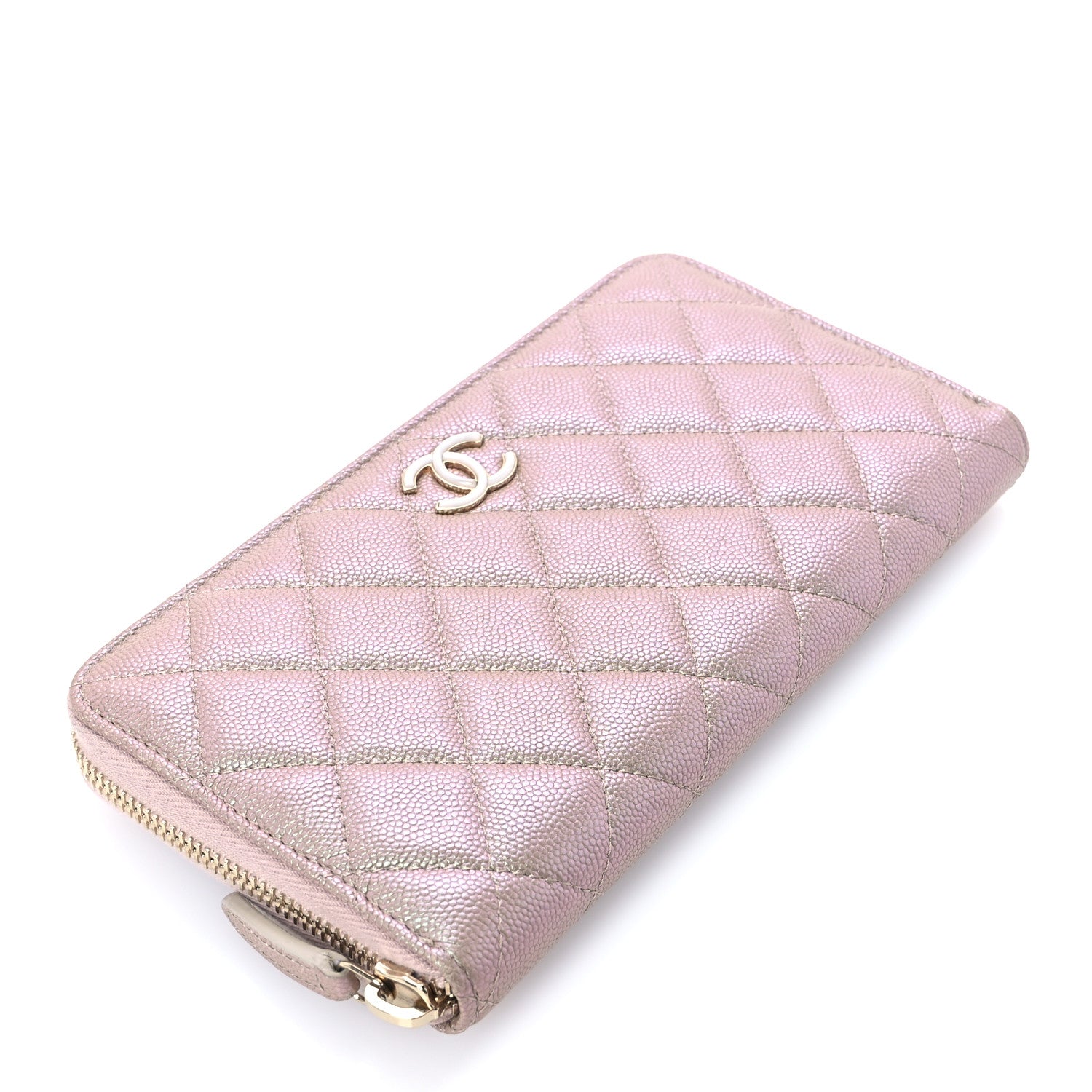 Chanel Iridescent Caviar Quilted Large Gusset Zip Around Wallet Beige 4 of 9