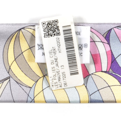 Hermes Silk Les Folies Du Ciel Twilly Mauve Jaune Vert 4 of 4