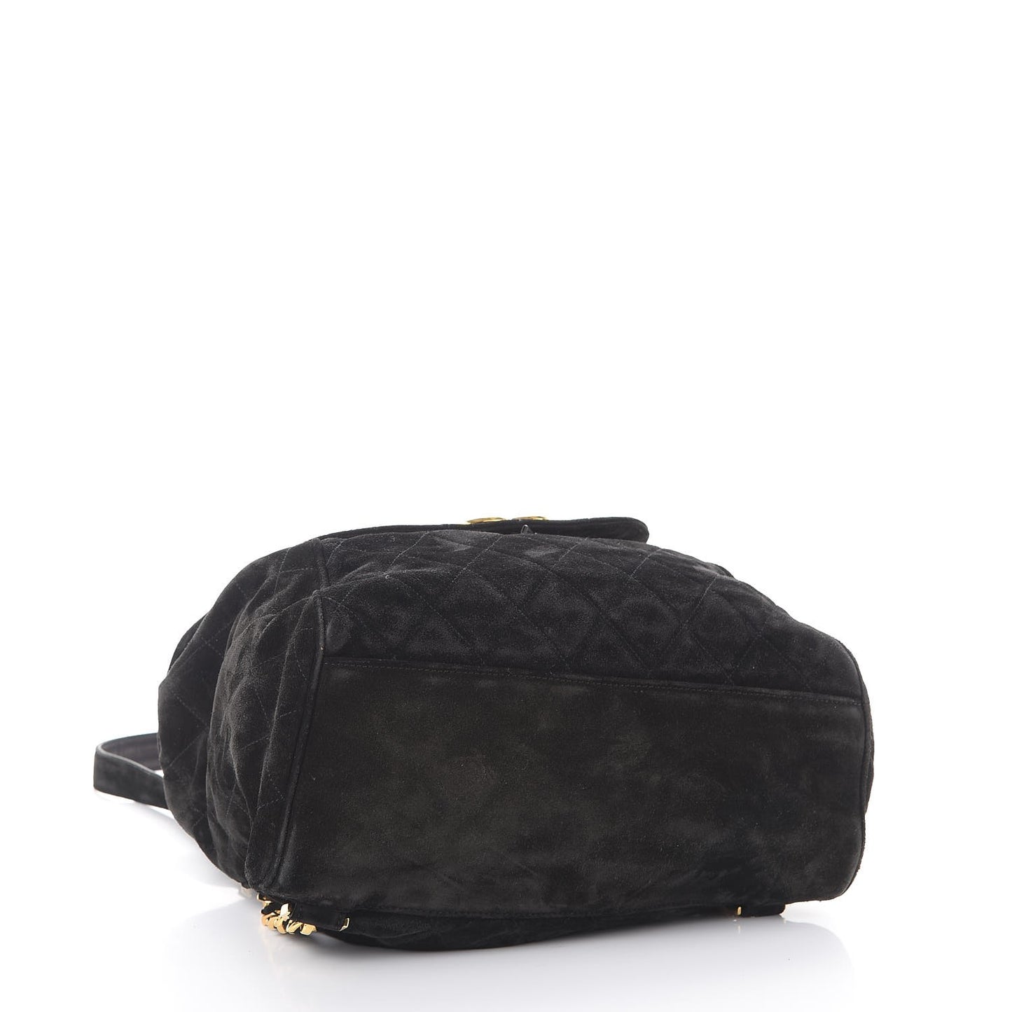 Suede Quilted Drawstring Backpack Black
