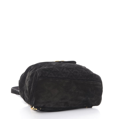 Chanel Suede Quilted Drawstring Backpack Black 4 of 12