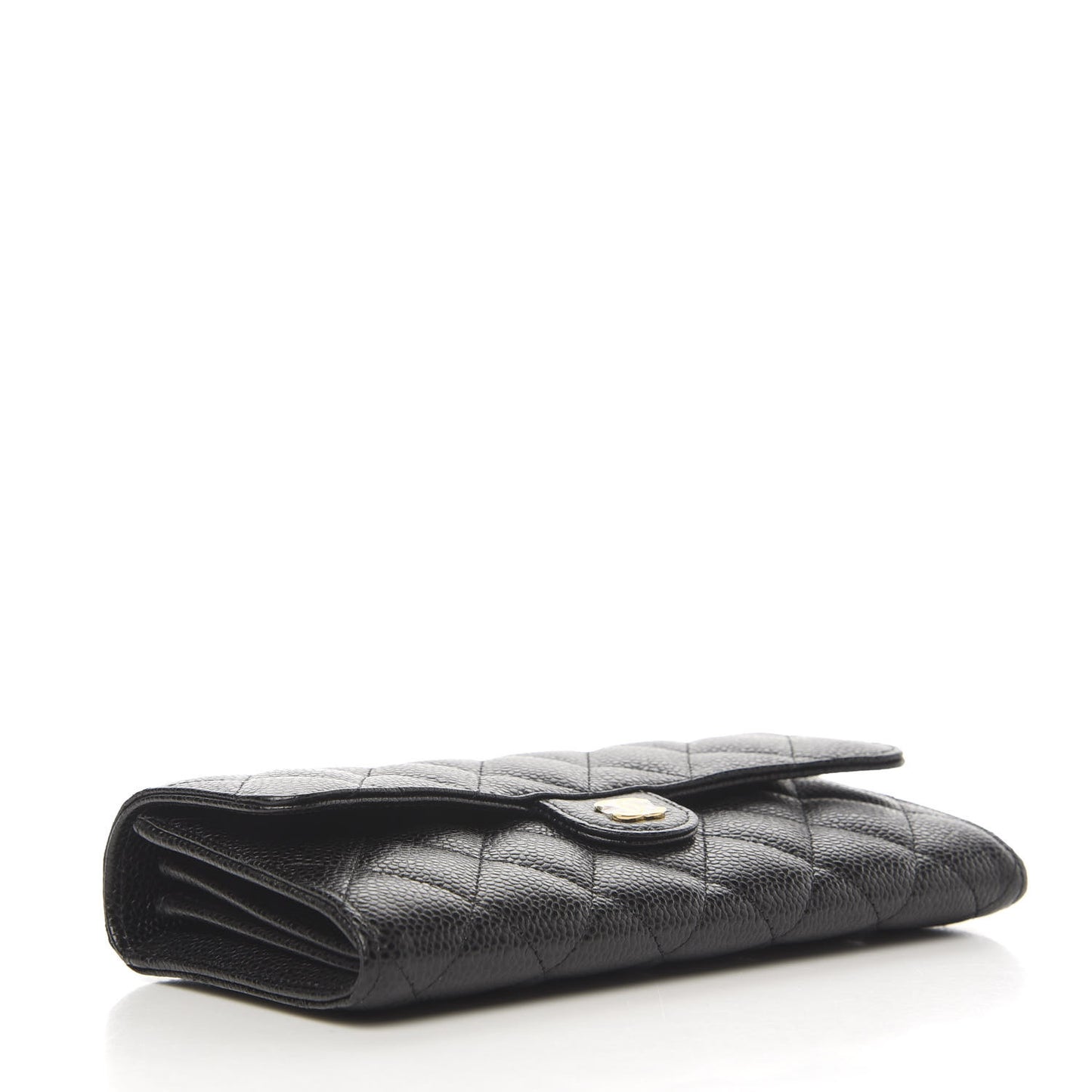 Caviar Quilted Large Flap Gusset Wallet Black