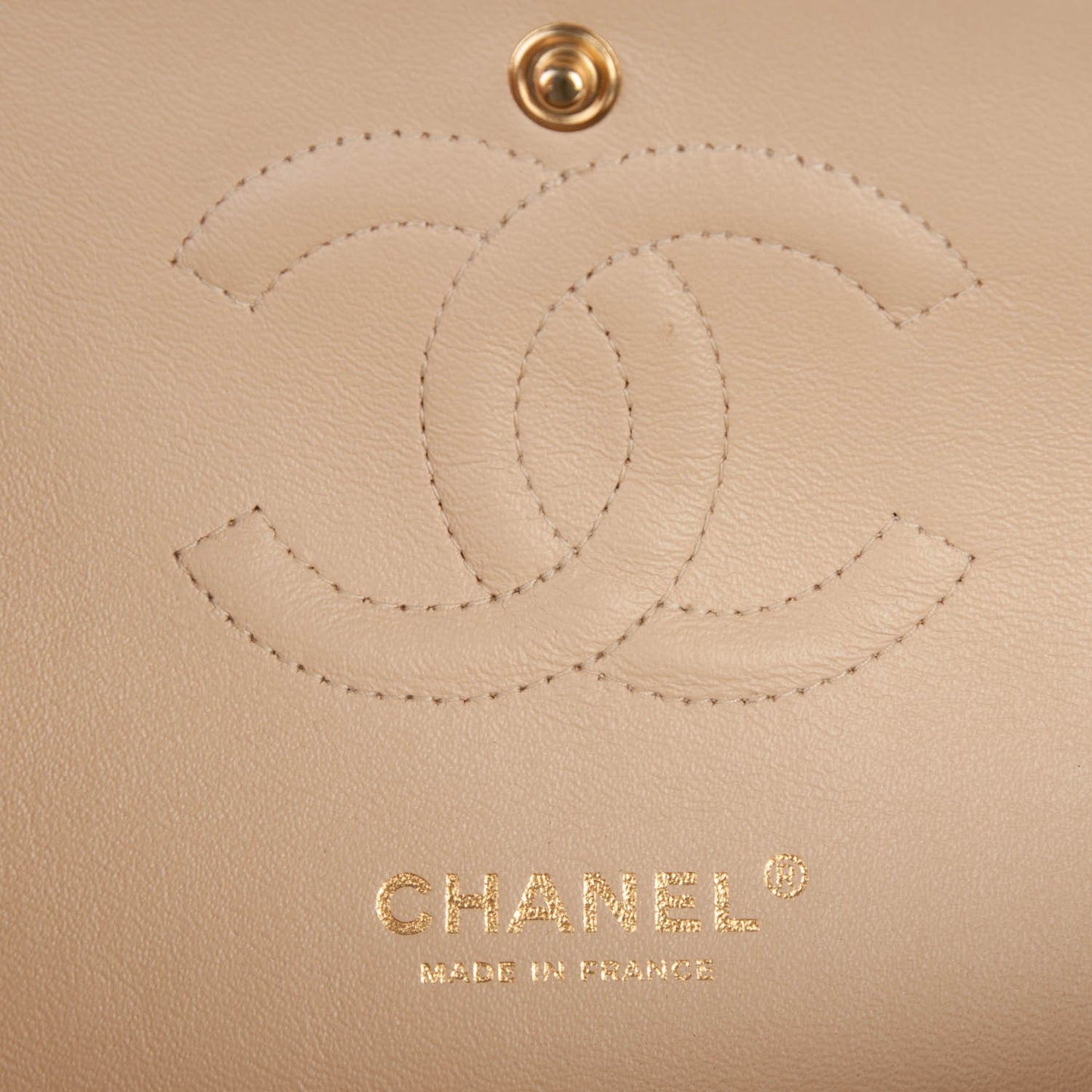 Caviar Quilted Medium Double Flap Beige Clair