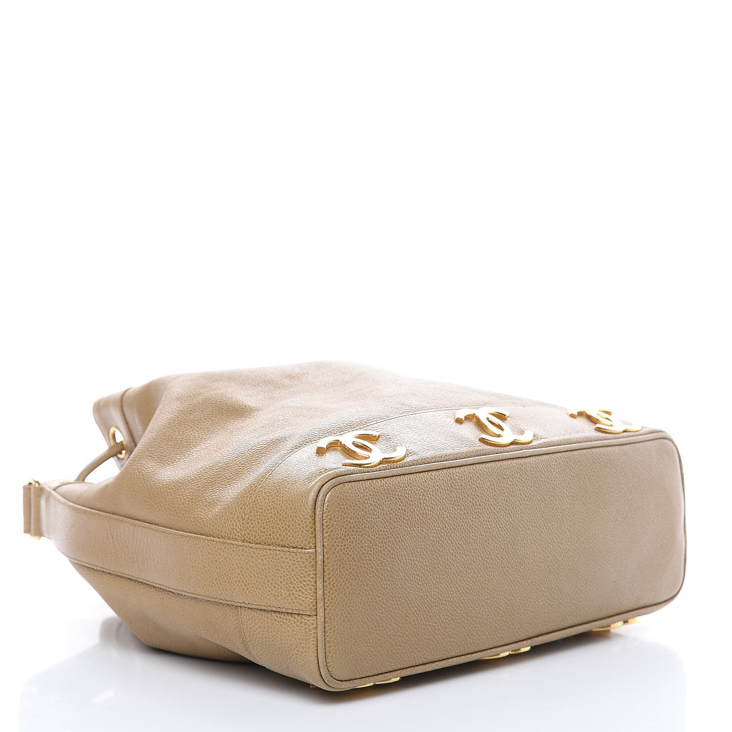 Caviar CC Drawstring Shoulder Bag Beige