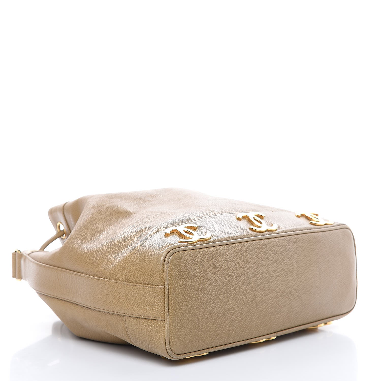 Chanel Caviar CC Drawstring Shoulder Bag Beige 5 of 12