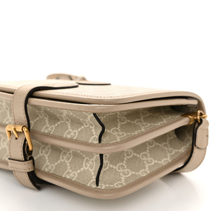 Gucci GG Supreme Monogram Textured Dollar Calfskin Mini Retro Interlocking G Flap Shoulder Bag Beige Mystic White Oatmeal 10 of 10