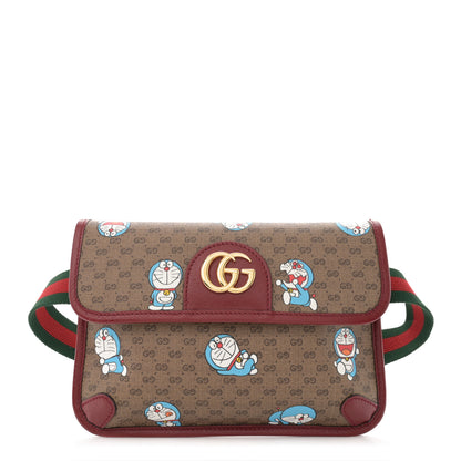 Gucci X DORAEMON Mini Vintage GG Supreme Monogram Web Slim Belt Bag Beige Cherry Red 1 of 11