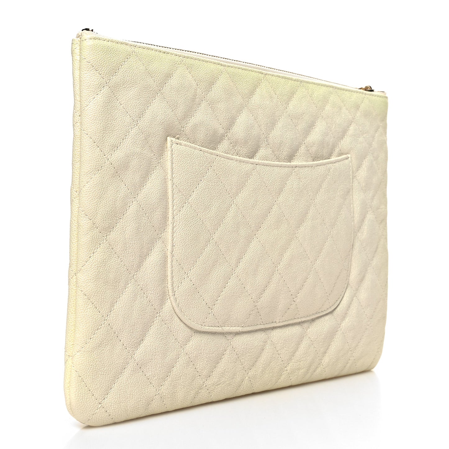 Iridescent Caviar Medium Night by the C Pouch Clutch White