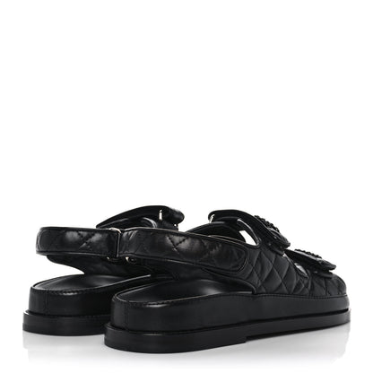 Chanel Lambskin Velcro Dad Sandals 38.5 Black 4 of 10
