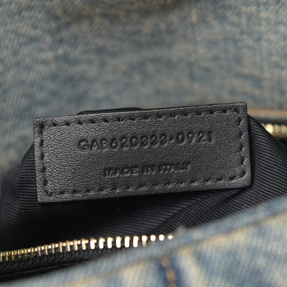 Saint Laurent Denim Quilted Toy Loulou Puffer Monogram Chain Satchel Blue Black 7 of 10