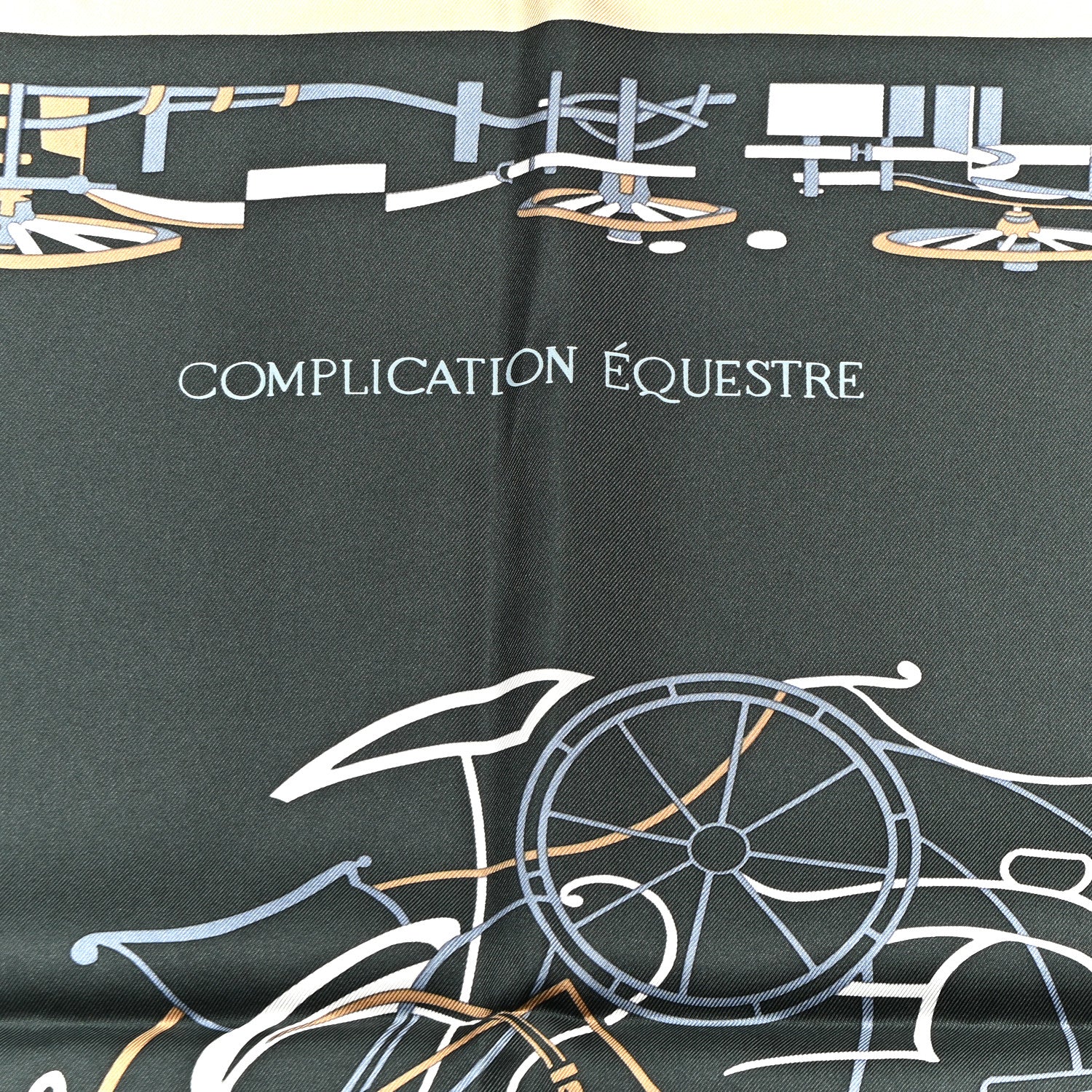 Hermes Silk Complication Equestre Scarf 90 Vert Anthracite Bleu Ardoise 5 of 5
