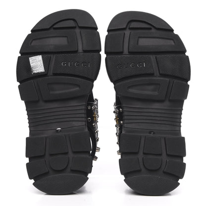 Gucci Nappa Mesh Studded Mens Aguru Sandals 8 Black 5 of 8