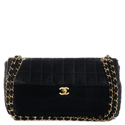 Chanel Pony Hair Velvet Chocolate Bar Flap Black 1 of 9