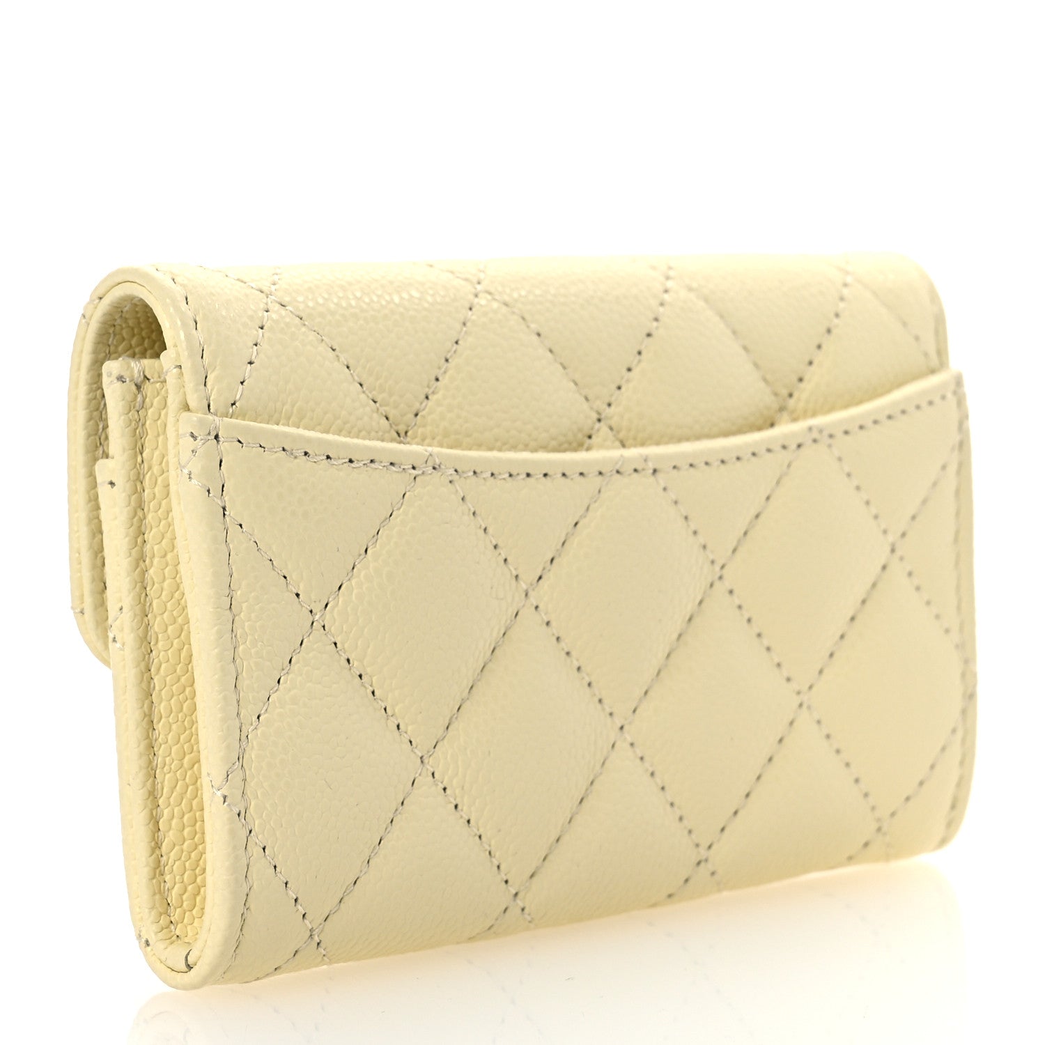 Chanel Caviar Quilted Flap Card Holder Wallet Yellow 3 of 10