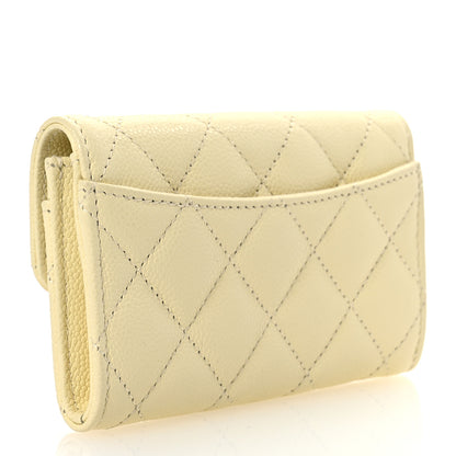 Chanel Caviar Quilted Flap Card Holder Wallet Yellow 3 of 10