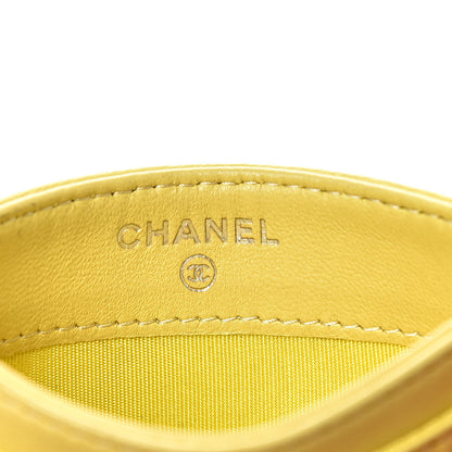 Chanel Goatskin Camellia Embossed Card Holder Yellow 6 of 12