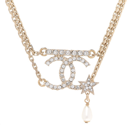 Chanel Pearl Crystal CC Star Choker Necklace Gold 4 of 6