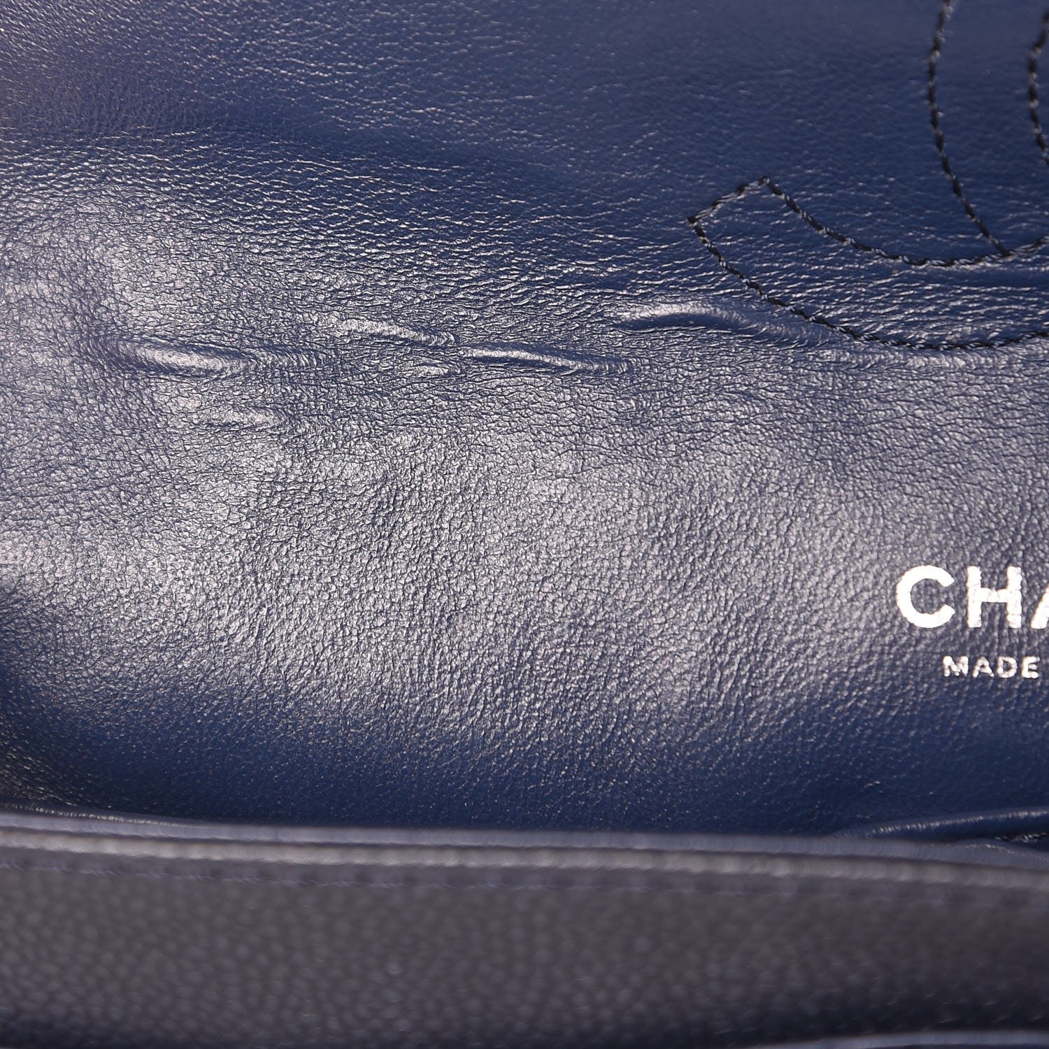 Chanel Washed Caviar Quilted Medium Double Flap Dark Blue 8 of 12