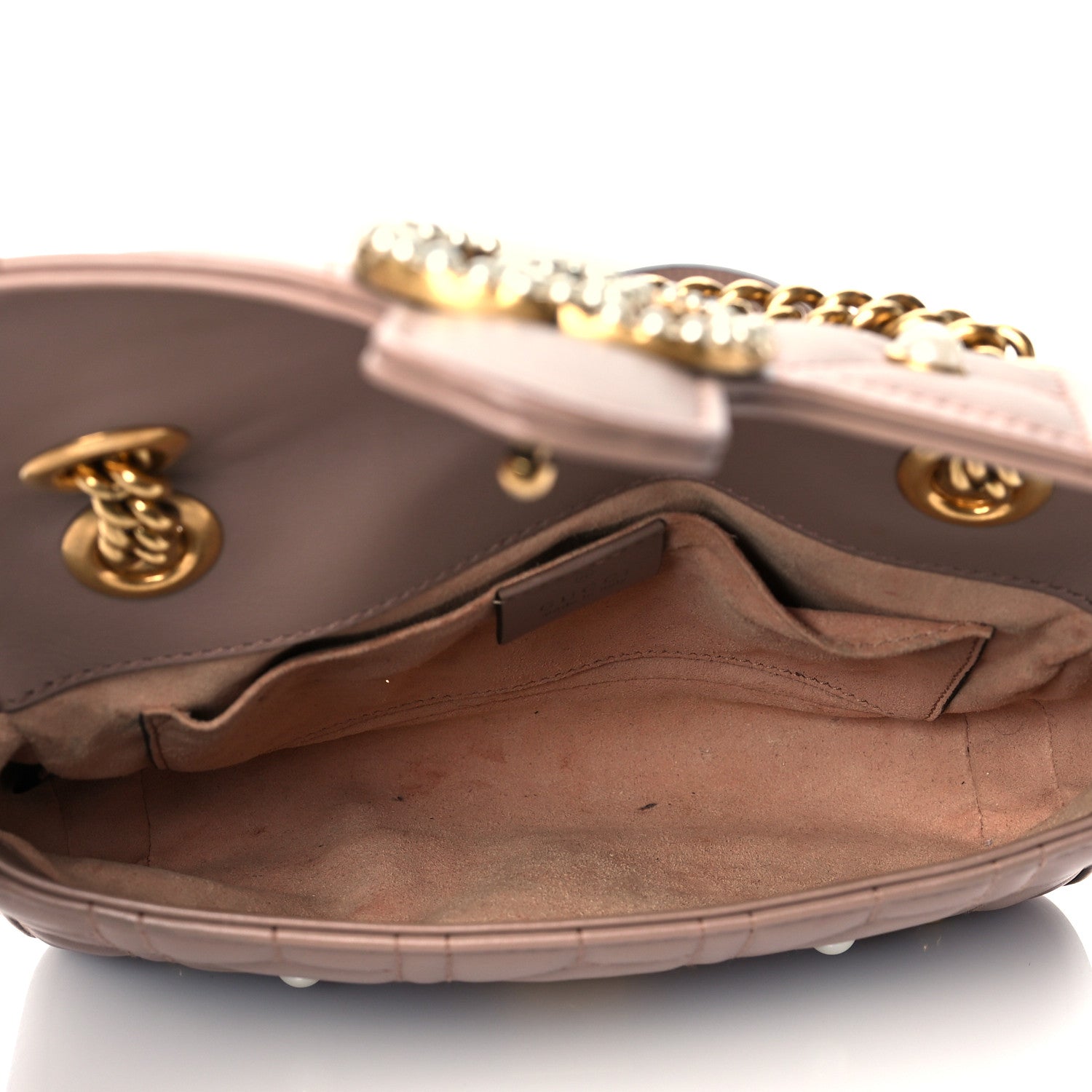 Gucci Calfskin Matelasse Studded Mini Pearly GG Marmont Shoulder Bag Porcelain Rose 5 of 10