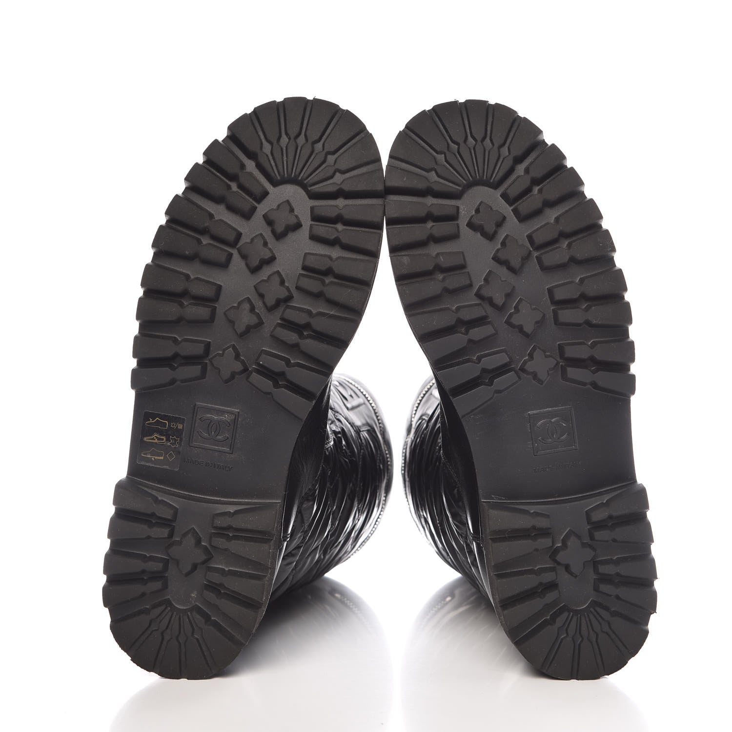 Chanel Calfskin Nylon Quilted Motorcycle Zip Boots 38.5 Black 7 of 11