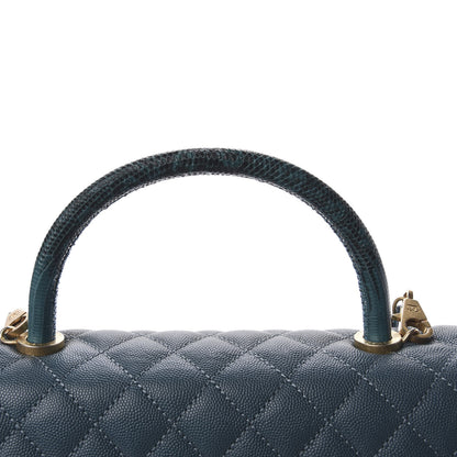 Chanel Caviar Lizard Quilted Small Coco Handle Flap Blue 10 of 11